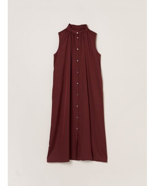 three dots/スリードッツ Silky twill gather dress deep bordeaux XS three dots/スリードッツ Silky twill gather dress deep bordeaux XS