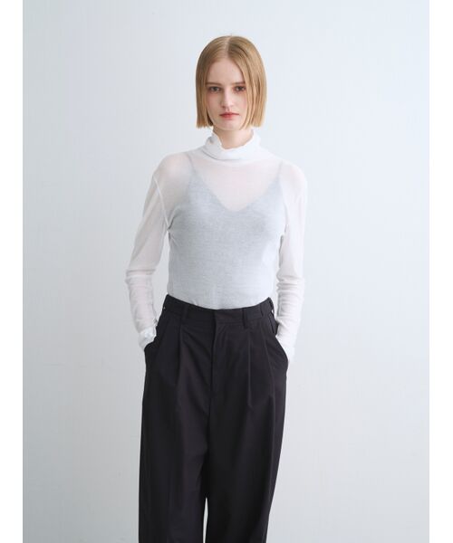 three dots / スリードッツ その他トップス | Soft see through turtle neck tee | 詳細6