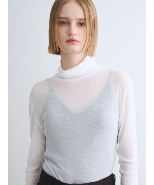 three dots / スリードッツ その他トップス | Soft see through turtle neck tee | 詳細8