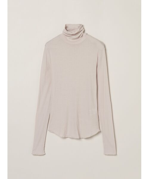 three dots/スリードッツ Soft see through turtle neck tee grey M three dots/スリードッツ Soft see through turtle neck tee grey M