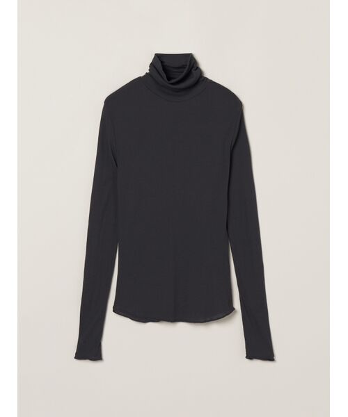 three dots/スリードッツ Soft see through turtle neck tee charcoal S three dots/スリードッツ Soft see through turtle neck tee charcoal S