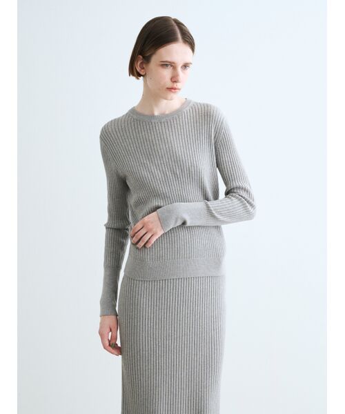three dots / スリードッツ ニット・セーター | Lurex sweater rib knit tee | 詳細6