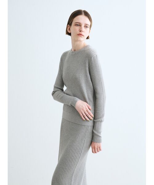 three dots / スリードッツ ニット・セーター | Lurex sweater rib knit tee | 詳細8