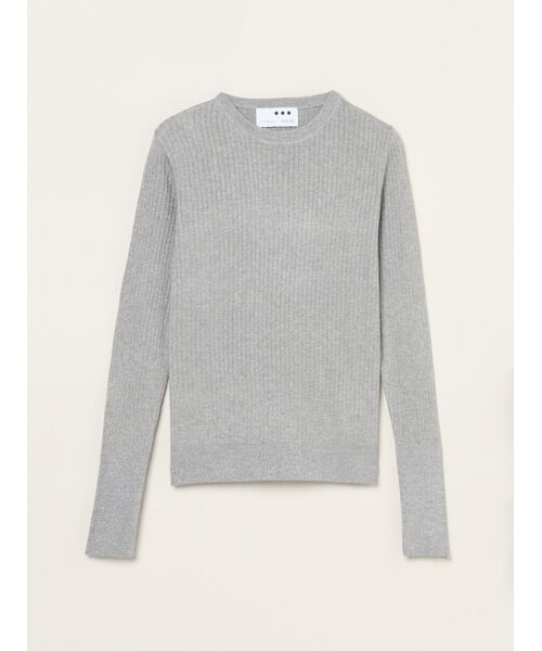 three dots/スリードッツ Lurex sweater rib knit tee grey M three dots/スリードッツ Lurex sweater rib knit tee grey M