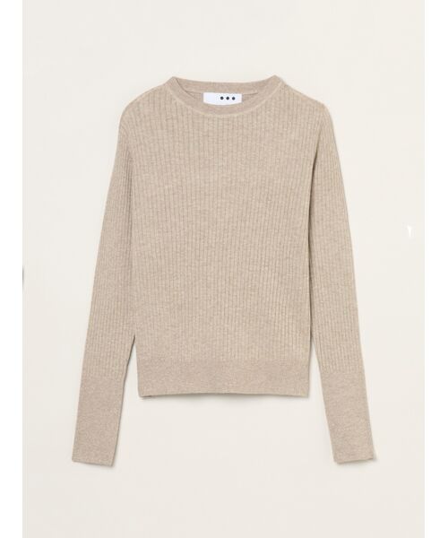 three dots/スリードッツ Lurex sweater rib knit tee beige S three dots/スリードッツ Lurex sweater rib knit tee beige S