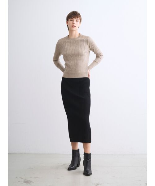 three dots / スリードッツ その他トップス | Basic sweater rib knit tee | 詳細9