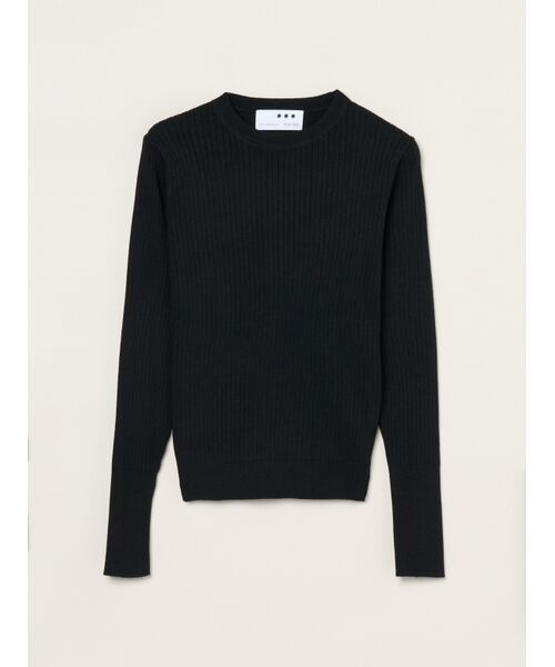 three dots/スリードッツ Basic sweater rib knit tee black M three dots/スリードッツ Basic sweater rib knit tee black M