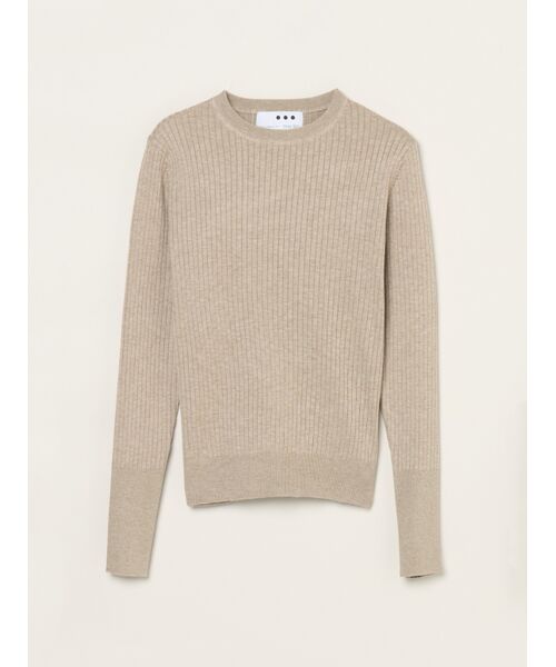 three dots/スリードッツ Basic sweater rib knit tee beige S three dots/スリードッツ Basic sweater rib knit tee beige S