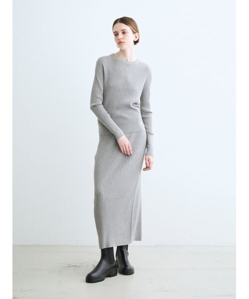 three dots / スリードッツ スカート | Lurex sweater rib skirt | 詳細7