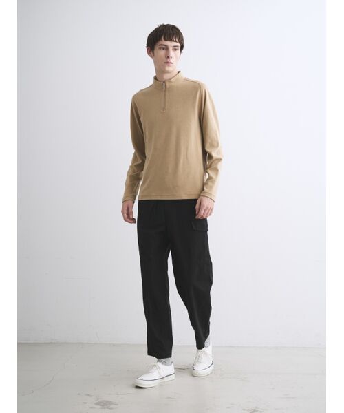 three dots / スリードッツ Tシャツ | Men's compact pile half zip l/sT | 詳細9