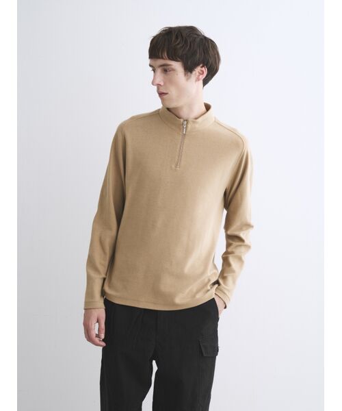 three dots / スリードッツ Tシャツ | Men's compact pile half zip l/sT | 詳細6