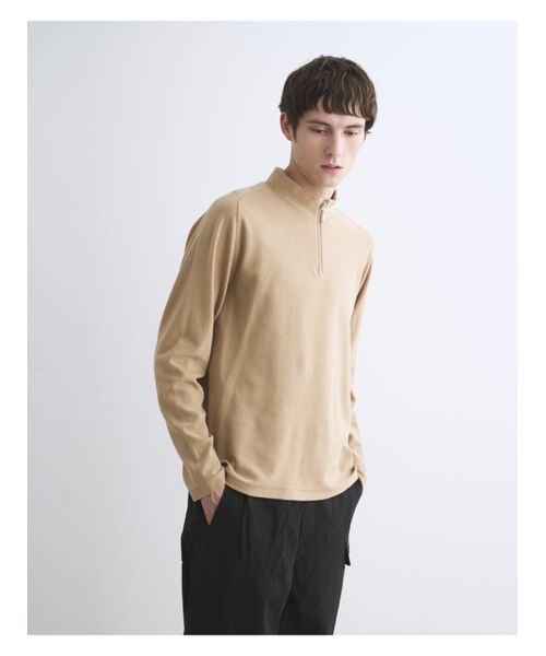 three dots / スリードッツ Tシャツ | Men's compact pile half zip l/sT | 詳細8
