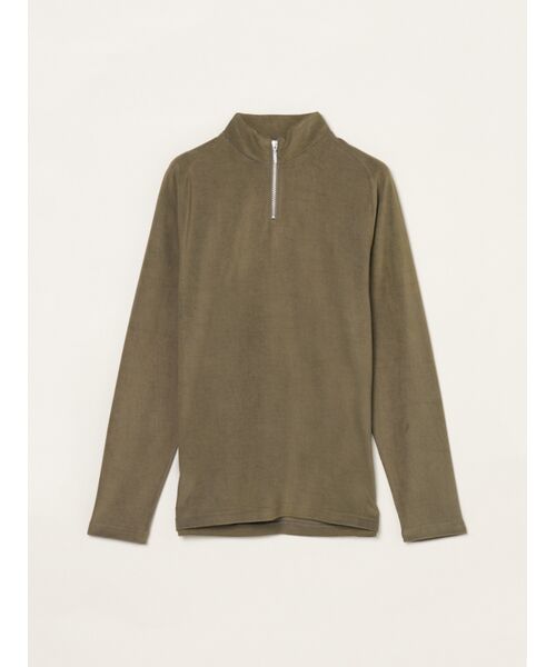 three dots/スリードッツ Men's compact pile half zip l/sT dusty olive S three dots/スリードッツ Men's compact pile half zip l/sT dusty olive S