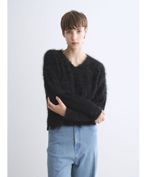 three dots / スリードッツ その他トップス | Fur cashmere pullover | 詳細7