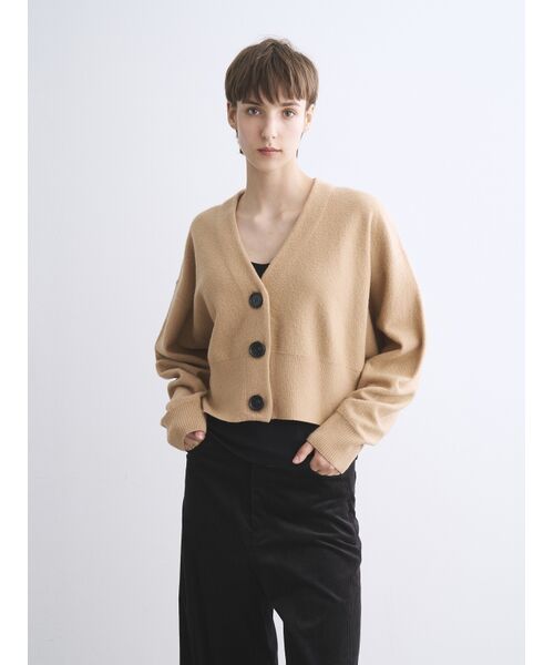 【今期新品】three dots フェルトカーディガンコート アイボリー three dots(スリードッツ)｜フェルトセーター コート