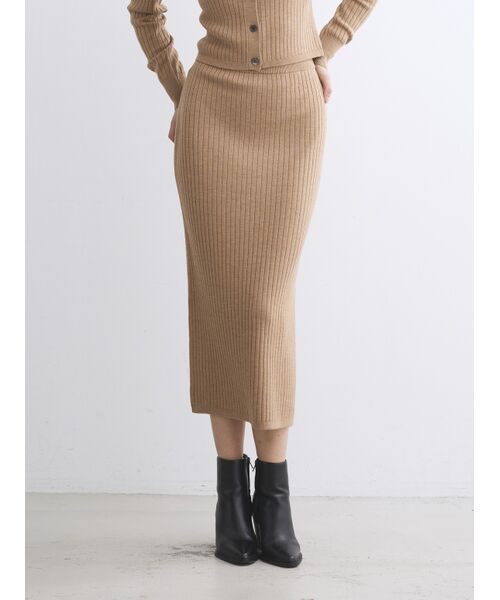 three dots / スリードッツ スカート | Wool outfit nallow skirt | 詳細6