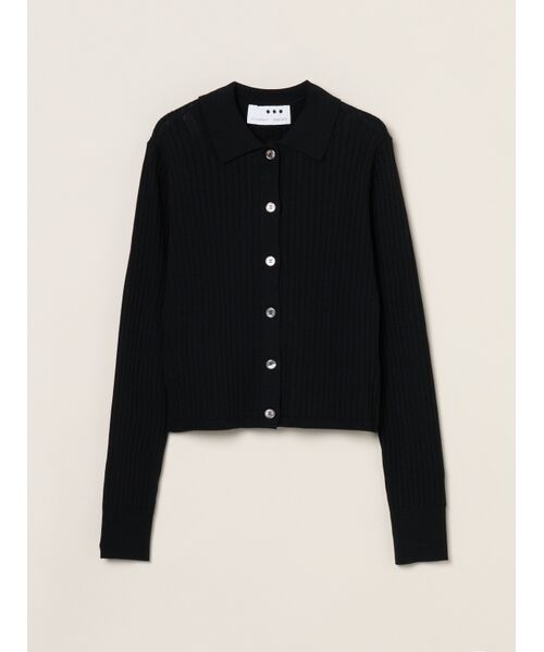 three dots / スリードッツ その他トップス | Wool outfit polo cardigan(black)