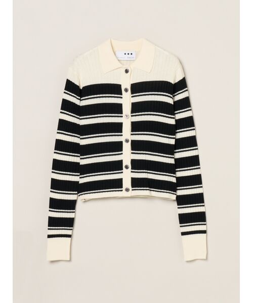 three dots / スリードッツ その他トップス | Wool outfit polo cardigan(off white/black)
