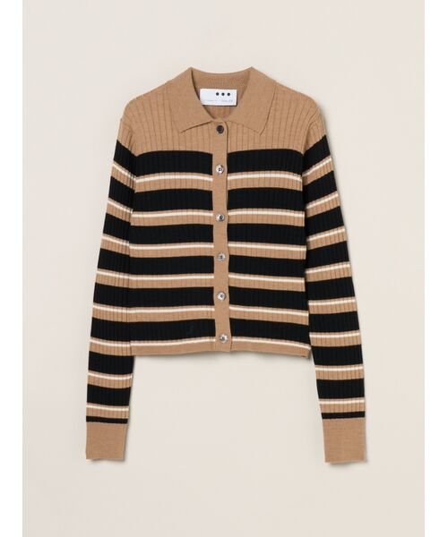 three dots / スリードッツ その他トップス | Wool outfit polo cardigan(black/beige)