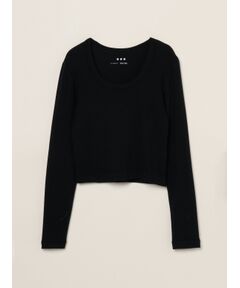 three dots / スリードッツ その他トップス | Rayon knit rib jersey cropped jessica