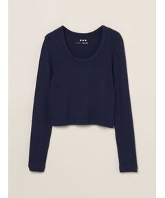three dots / スリードッツ その他トップス | Rayon knit rib jersey cropped jessica