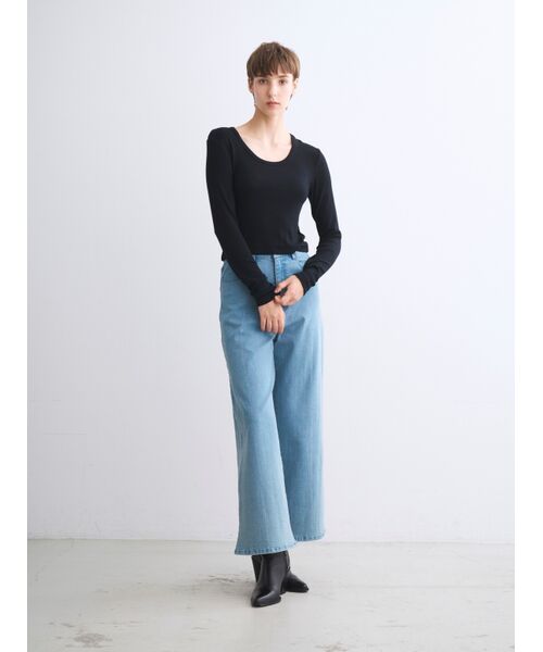 three dots / スリードッツ その他トップス | Rayon knit rib jersey cropped jessica | 詳細9
