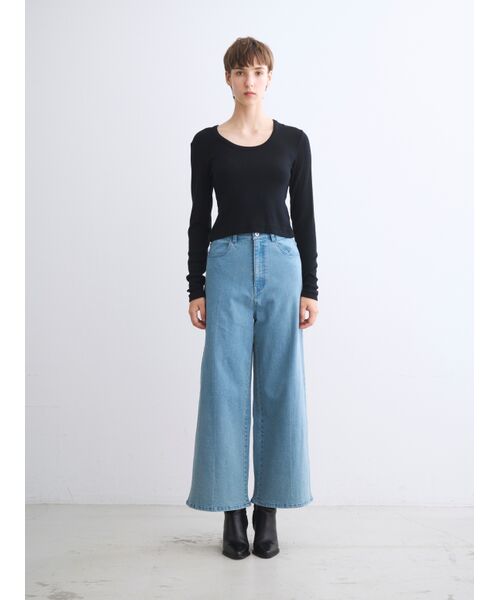 three dots / スリードッツ その他トップス | Rayon knit rib jersey cropped jessica | 詳細10