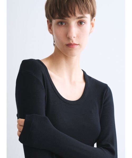 three dots / スリードッツ その他トップス | Rayon knit rib jersey cropped jessica | 詳細7