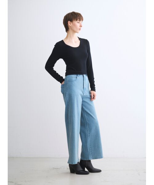 three dots / スリードッツ その他トップス | Rayon knit rib jersey cropped jessica | 詳細8