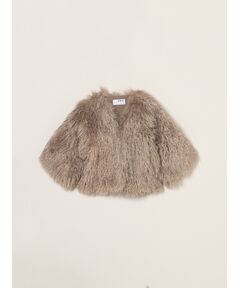 three dots / スリードッツ その他アウター | Wavy fur half sleeve jacket