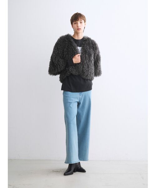 three dots / スリードッツ その他アウター | Wavy fur half sleeve jacket | 詳細9