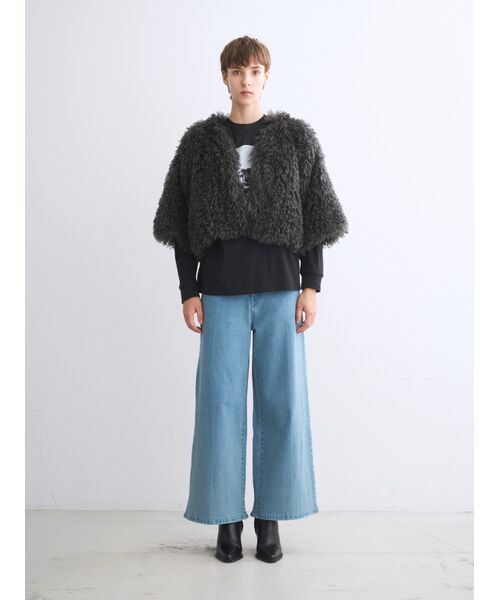 three dots / スリードッツ その他アウター | Wavy fur half sleeve jacket | 詳細10
