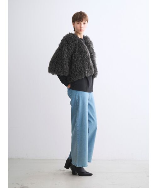 three dots / スリードッツ その他アウター | Wavy fur half sleeve jacket | 詳細8