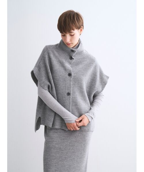 three dots / スリードッツ ニット・セーター | Wool cashmere button vest | 詳細6