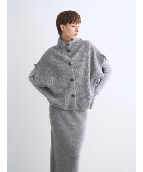 three dots / スリードッツ ニット・セーター | Wool cashmere button vest | 詳細7