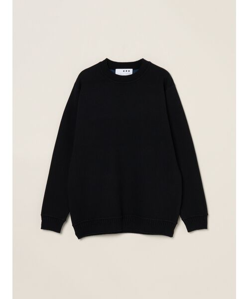 three dots/スリードッツ Men's dual layerd sweat crewneck black M three dots/スリードッツ Men's dual layerd sweat crewneck black M