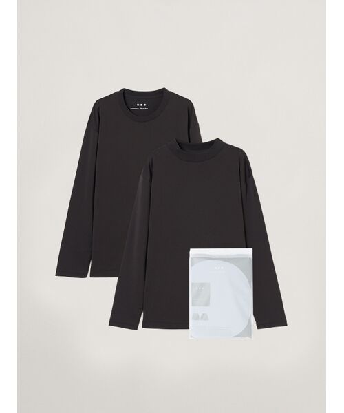 three dots / スリードッツ Tシャツ | 2pack tee crew tee/mock neck tee(charcoal)