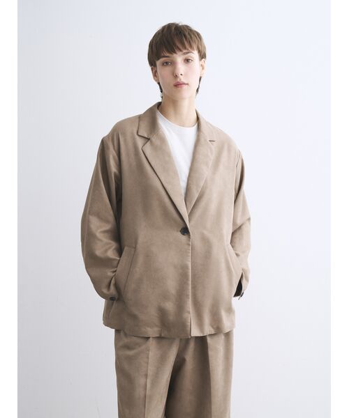 three dots / スリードッツ テーラードジャケット | Faux suede jacket | 詳細6