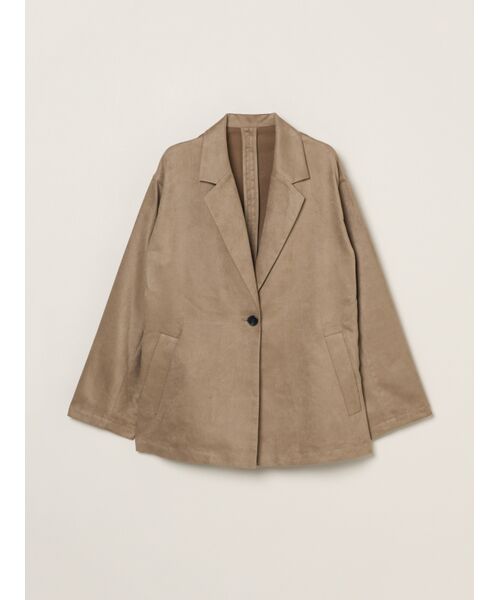 three dots/スリードッツ Faux suede jacket fade grey S