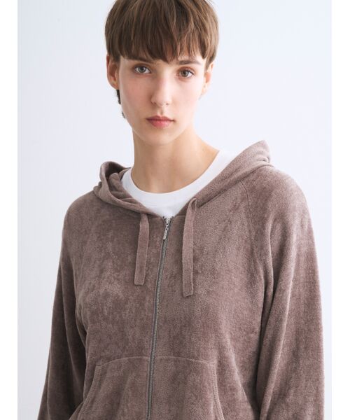 three dots / スリードッツ パーカー | Velour sweater zip up hoody | 詳細9
