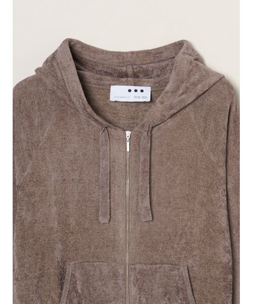 three dots / スリードッツ パーカー | Velour sweater zip up hoody | 詳細2