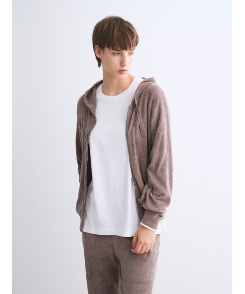 three dots / スリードッツ パーカー | Velour sweater zip up hoody | 詳細6