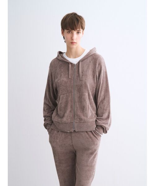 three dots / スリードッツ パーカー | Velour sweater zip up hoody | 詳細7
