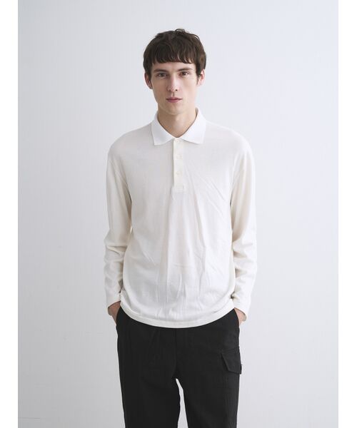 three dots / スリードッツ ニット・セーター | Men's cotton wool l/s polo shirt | 詳細6