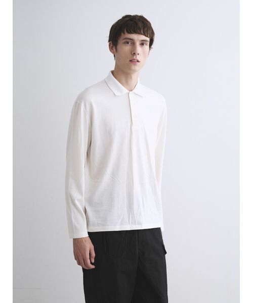 three dots / スリードッツ ニット・セーター | Men's cotton wool l/s polo shirt | 詳細8