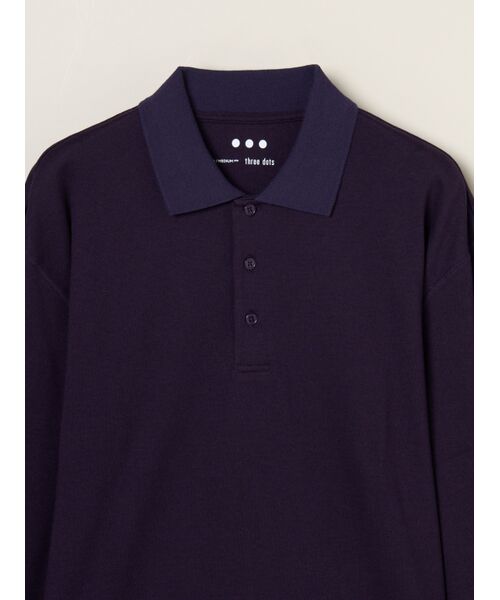 three dots / スリードッツ ニット・セーター | Men's cotton wool l/s polo shirt | 詳細2
