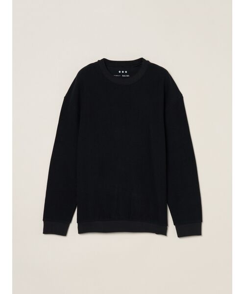 three dots / スリードッツ ニット・セーター | Men's woolmix pileface crewneck(black)