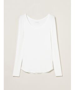 three dots / スリードッツ その他トップス | Rayon knit rib jersey open neck