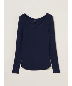 three dots / スリードッツ その他トップス | Rayon knit rib jersey open neck