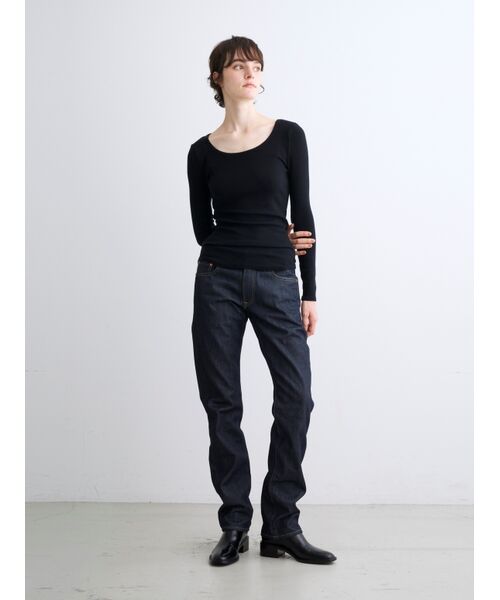 three dots / スリードッツ その他トップス | Rayon knit rib jersey open neck | 詳細9